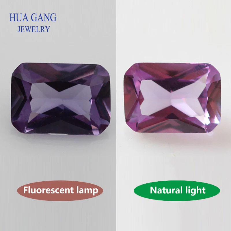 

46# Discoloration Stone Octangle Shape Princess Cut Synthetic Corundum Gems stone For jewelry 3x5~9x11mm Free Shipping