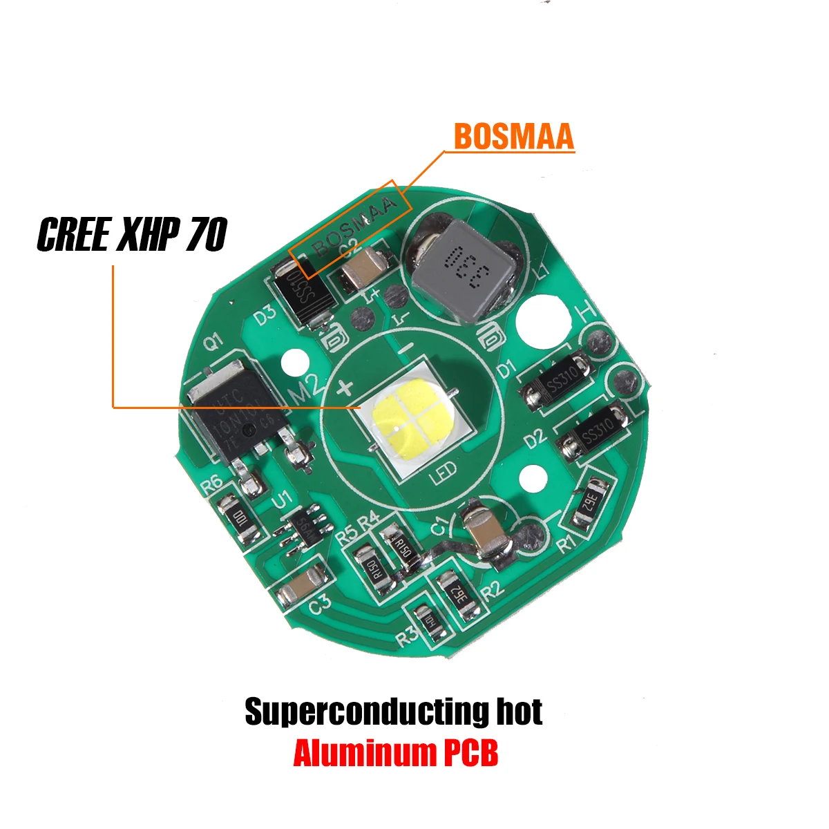 BOSMAA XHP70 холодный белый высокомощный светодиодный излучатель света 18Вт PCB для