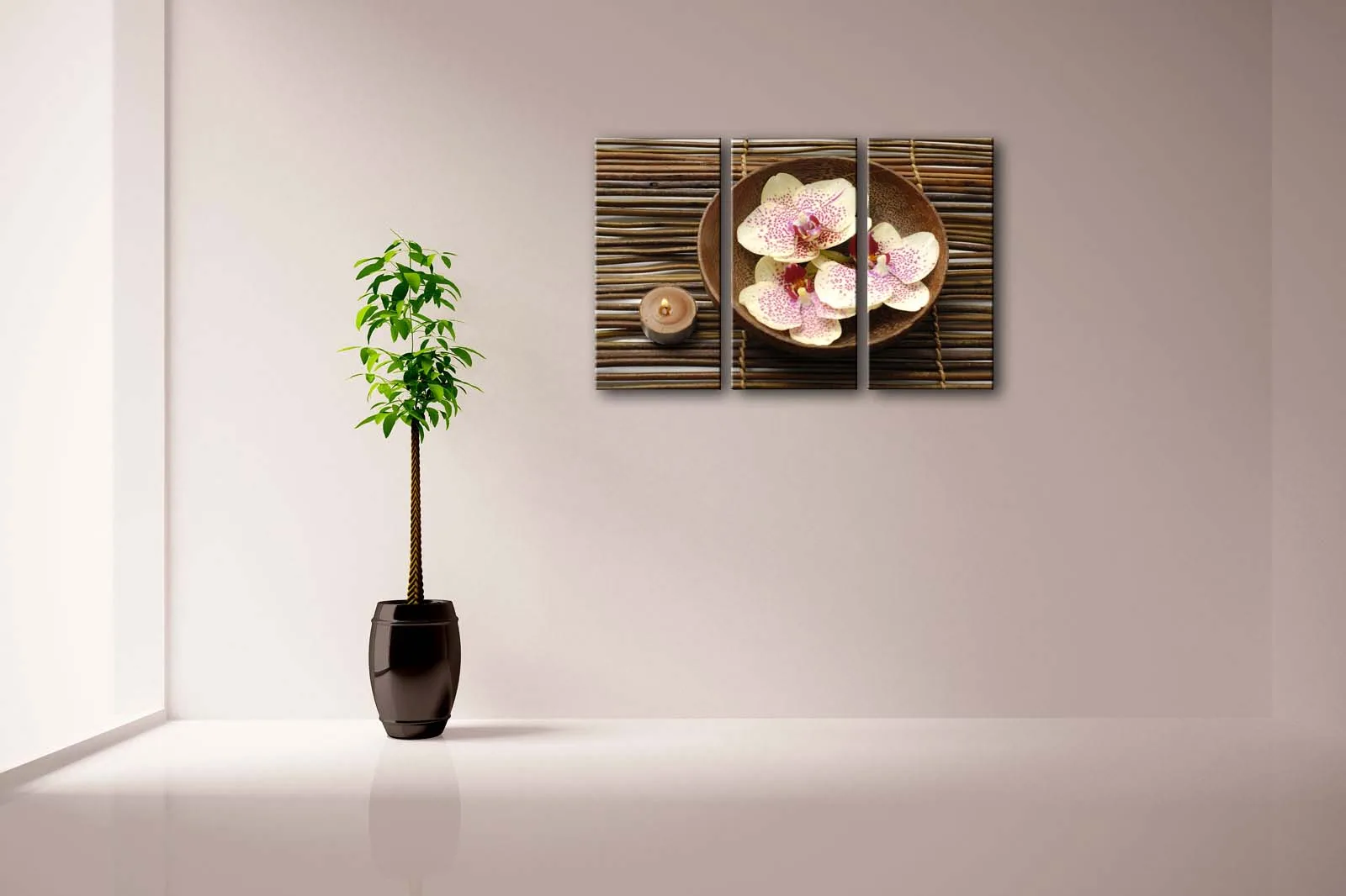 3 Panels Unframed Wall Art Pictures Spa Flower Spot Canvas Print Artwork Modern Posters For Home Living Room | Дом и сад