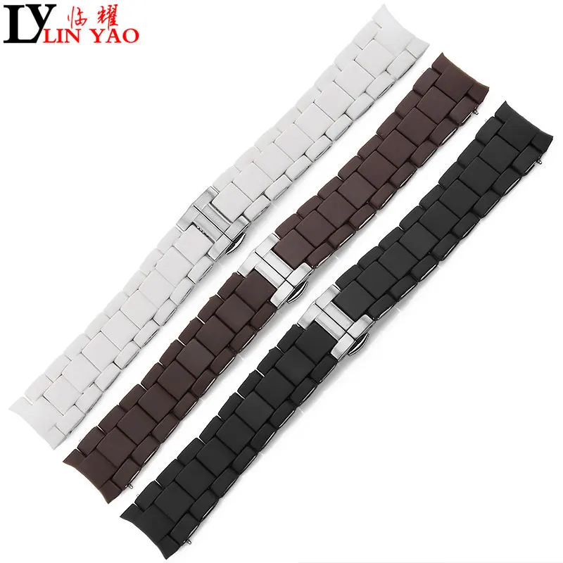Нанесите на armani AR5906 женские 20 мм AR5905 мужские 23 mmwatch ремешок, силиконовая резина Ремешок из розового золота силиконовый коричневый