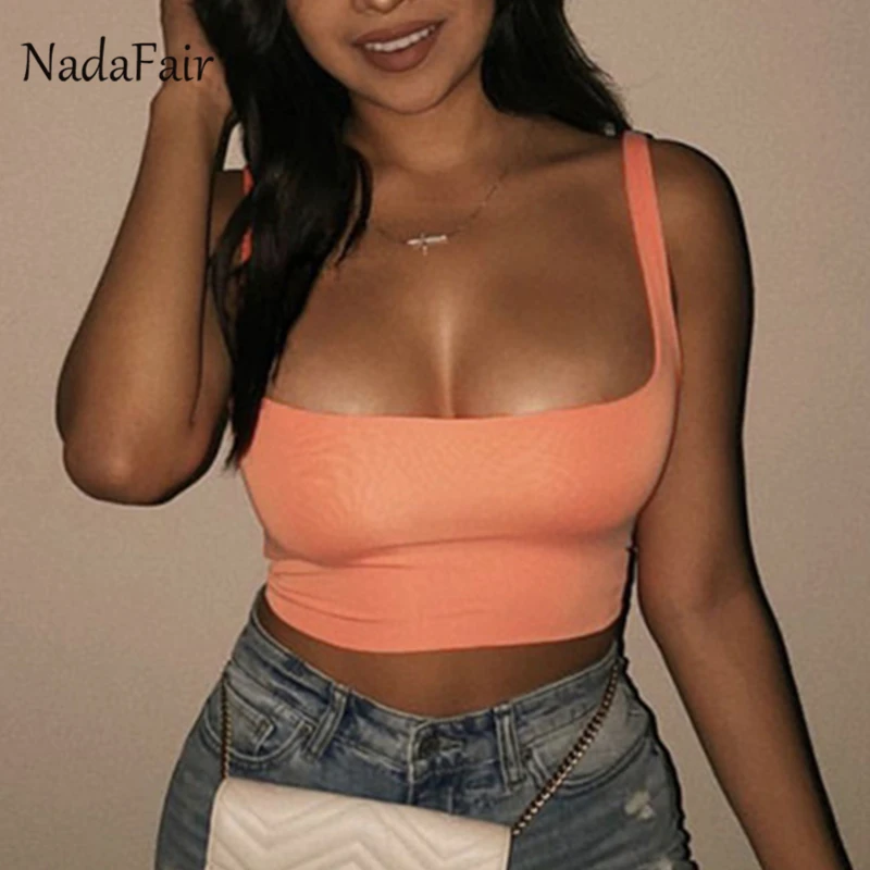 Сексуальный женский летний топ FSDA 2019 неоновый однотонный укороченный на