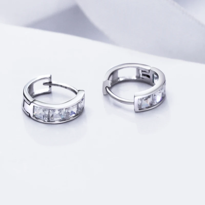 New arrival S925 silver 12mm Hoop Earrings for girls setting white cz earrings round fashion body jewelry Free drop shipping