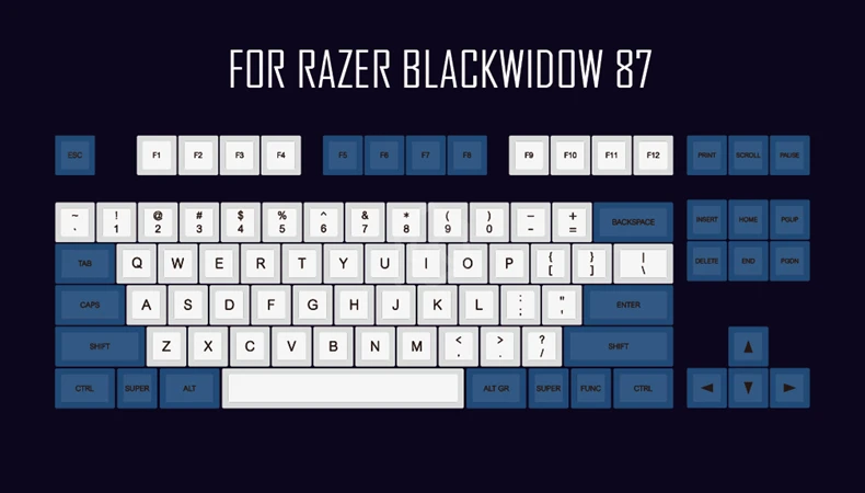 Dye Sub For Razer 87 Dsa белый синий краситель Sub Keycap набор PBT пластик для клавиатуры gh60 xd60 xd84 cospad tada68 rs96 zz96 87 104 660 - Цвет: Dye Sub For Razer 87