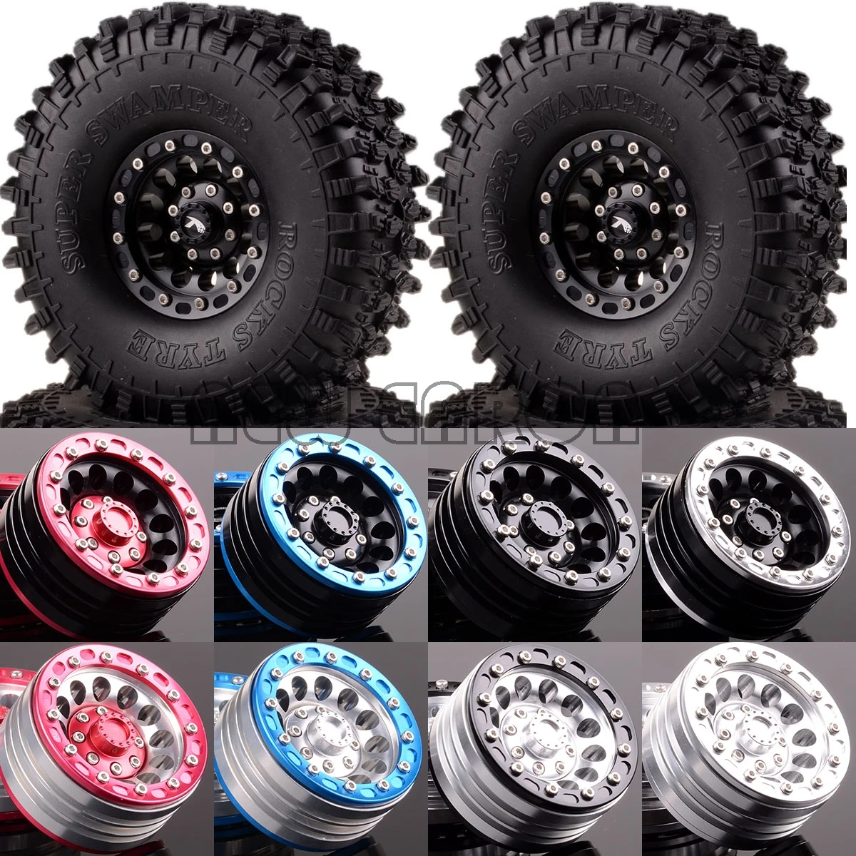 

Новые металлические колеса ENRON 4 шт. 1,9 ", обода 120 мм, шины Super Swamper Rocks RC 1/10 Rock Crawler TRX4 T4 Tamiya CC01 MST jimny