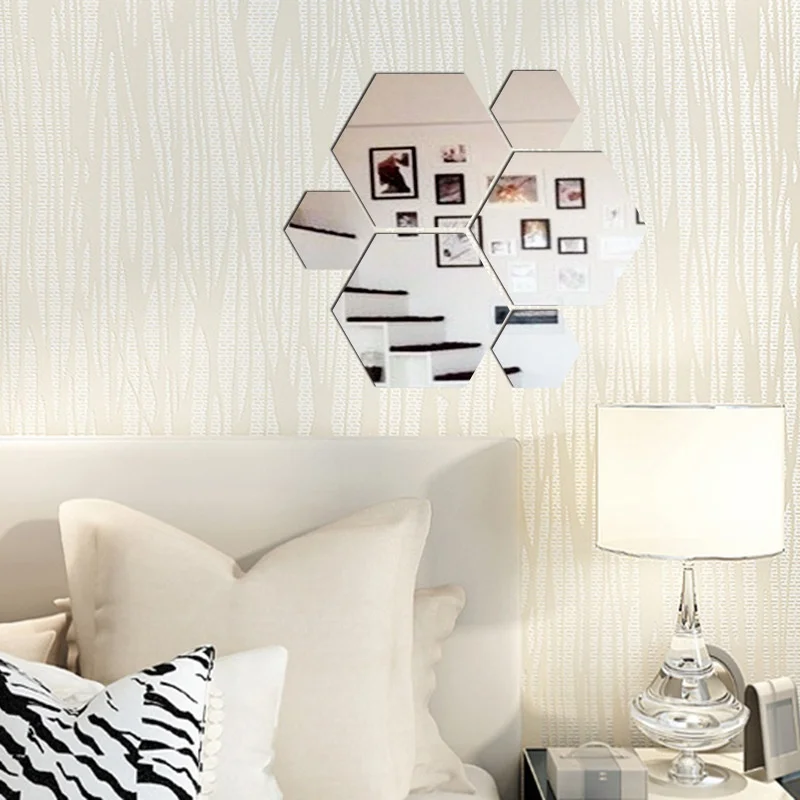 

7Pcs 3D Mirror Hexagon Acrylic Mirror Wall Stickers Home Decor Art DIY Decorative Wall Decal Mirror Home & Living Wall Stickers