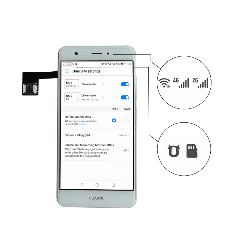 1 шт. черный двойной SIM адаптер для Android TWO 2 Nano SIM NANO-SD карта памяти конвертер для Xiaomi Redmi Note 3 4 3 s