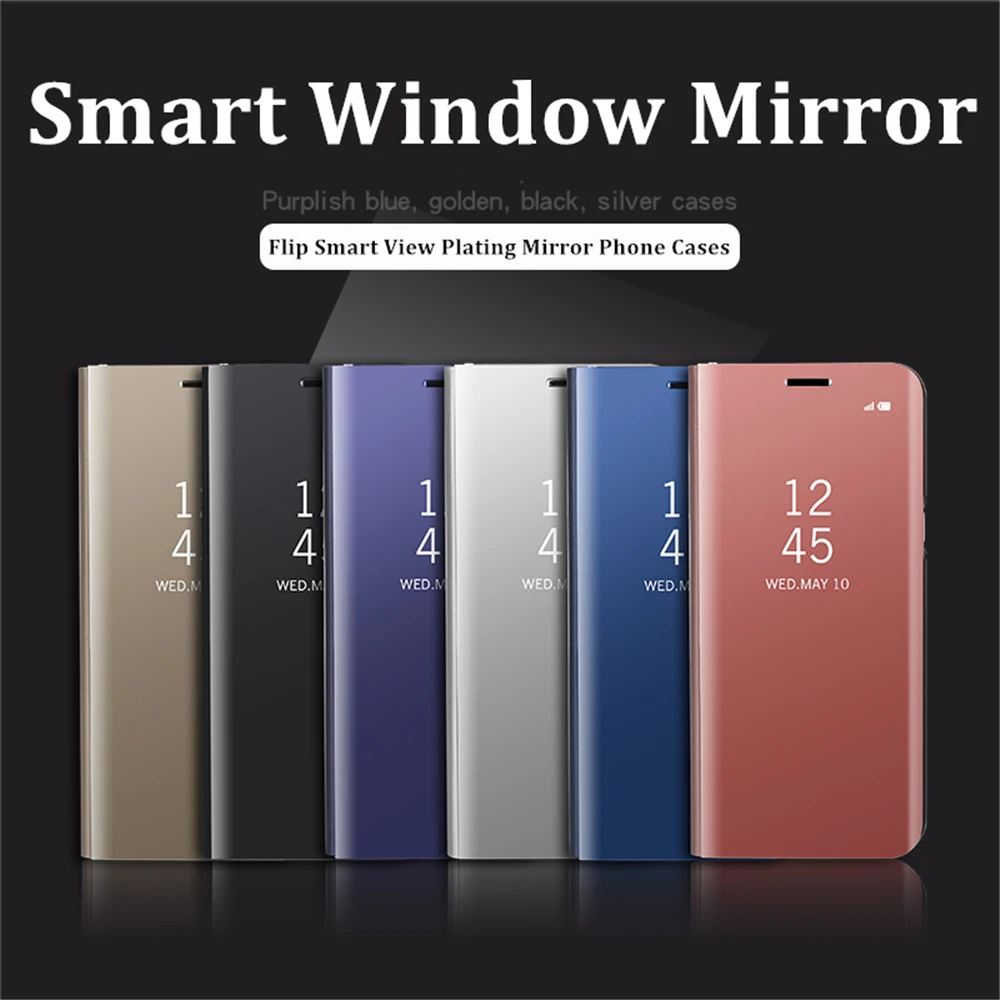 For samsung A5 A7Case Classic Leather Smart Window View Mirror Case galaxy A3 A7 2017 2018 case Flip Phone |