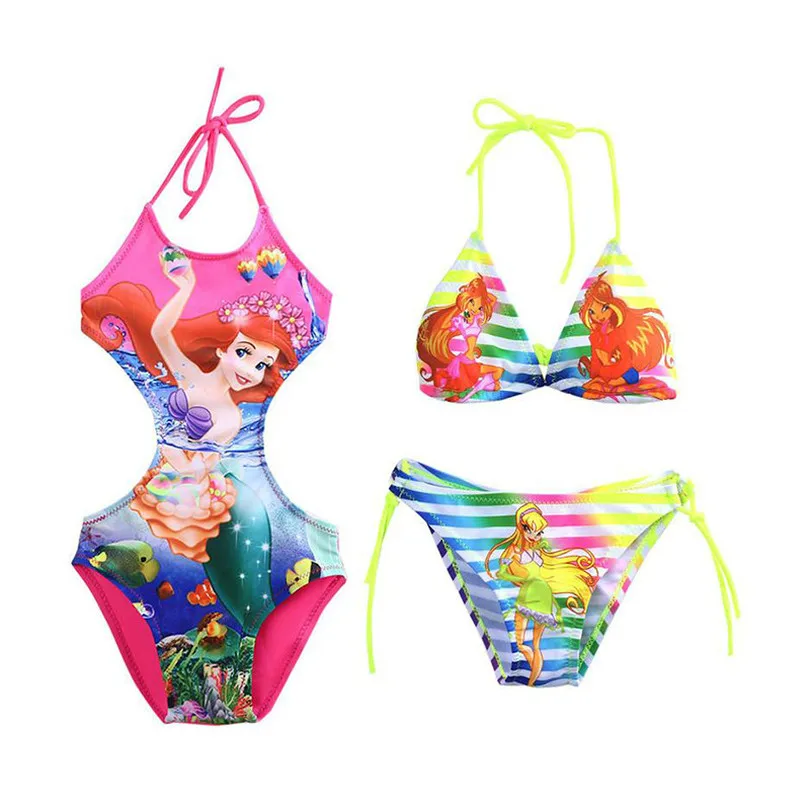 От 2 до 10 лет детский купальный костюм русалки для девочек с рисунком купальник