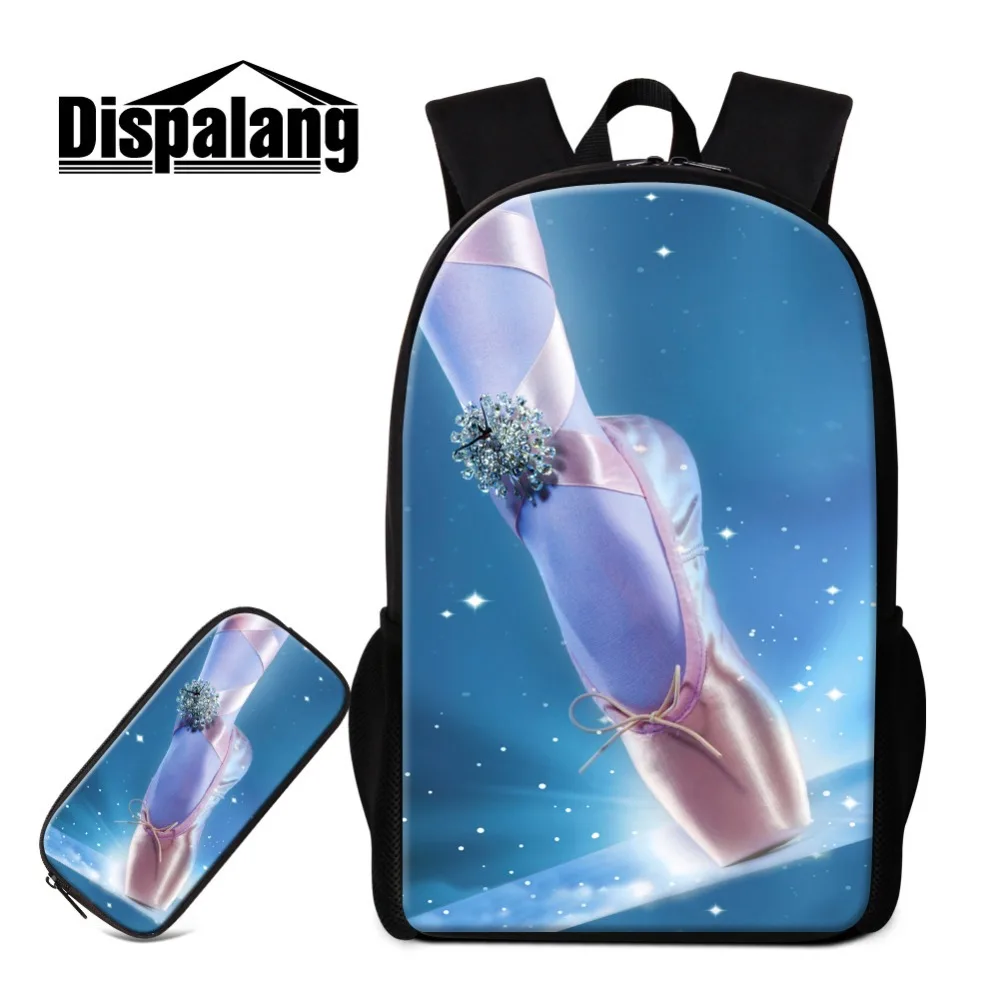 

Pretty School Bags with Pencil Box Bag Design Blue Ballet Printing on Backpacks for Girls Personalized Daypack 2 Piece in 1 Set