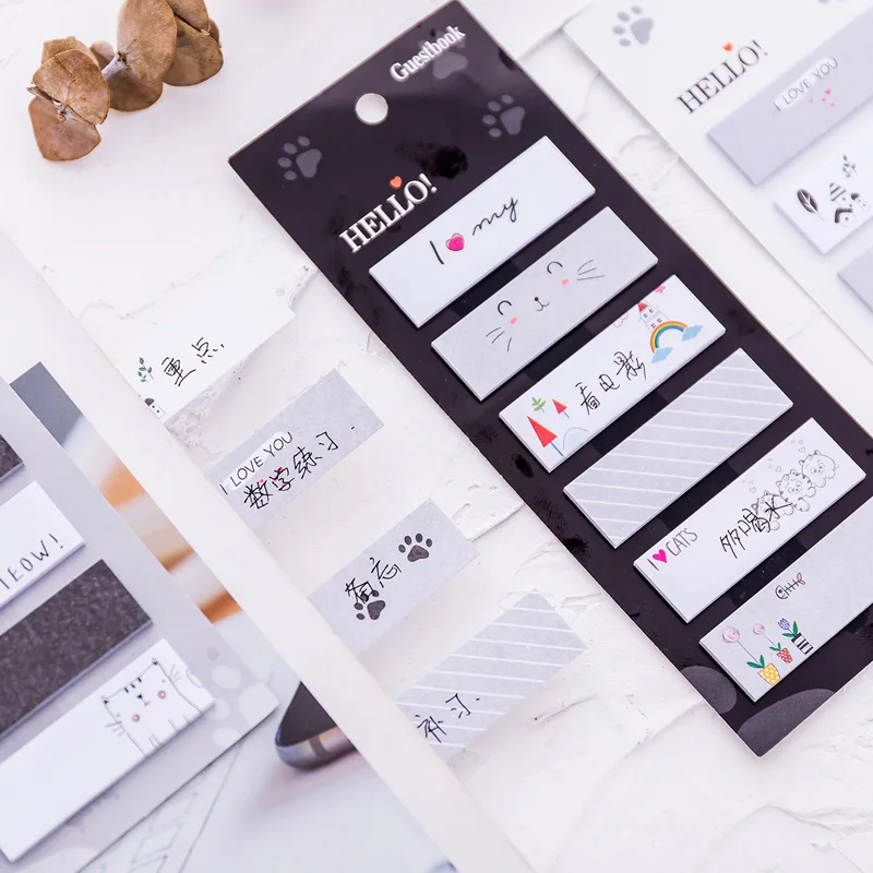 Мультфильм 6 + 1 Единорог кошка Memo Pad N Times липкая бумага для записей милые корейские