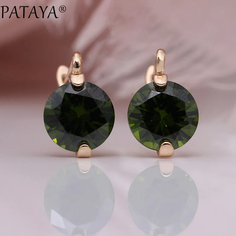 PATAYA 618, акция, новые градиентные синие свисающие серьги, 585 розовое золото, натуральный циркон, круглые серьги для женщин, Простые Модные ювелирные изделия