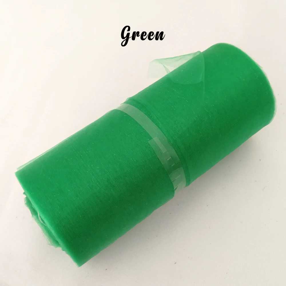

110m/120yard Green Red White Crystal Tull Roll / Organza Fabric Tissue Tulle For Wedding Decoration, Birthday Party Decoration