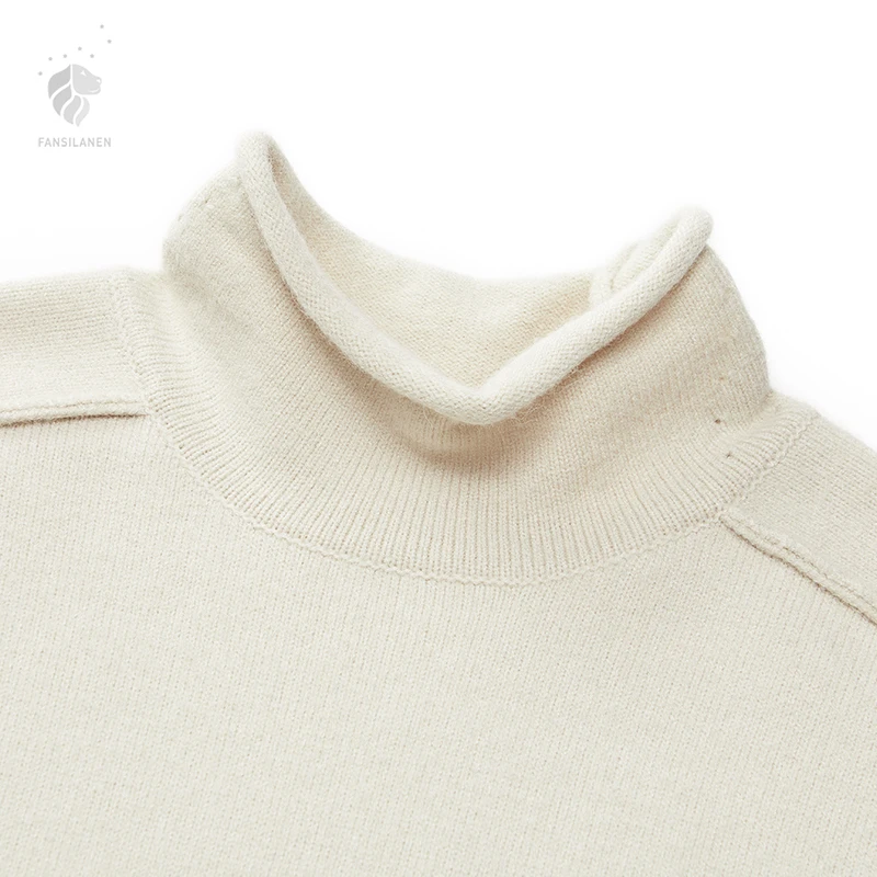 FANSILANEN 2019 Fashion New Arrival Spring/Autumn/Winter Women Solid Beige Knitting Sweater And Pullovers Z86351 | Женская одежда