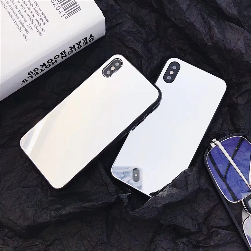 JiBan For iphone X Luxury Fashion Girl Women Mirror Tempered Glass Back Phone Cover Case Shell Apple 6s 7 8 Plus Coque Capa |