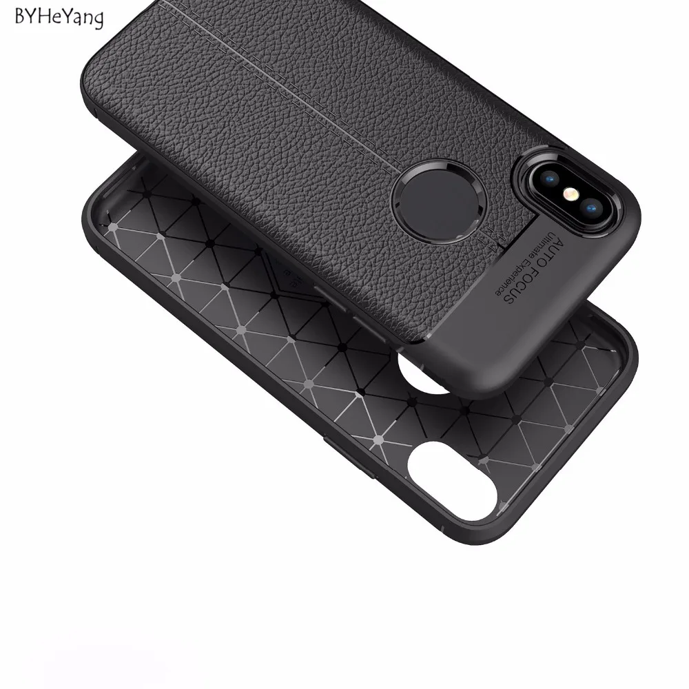 BYHeYang для iPhone X чехол личи телефона из искусственной кожи Чехлы Мягкий ТПУ Броня