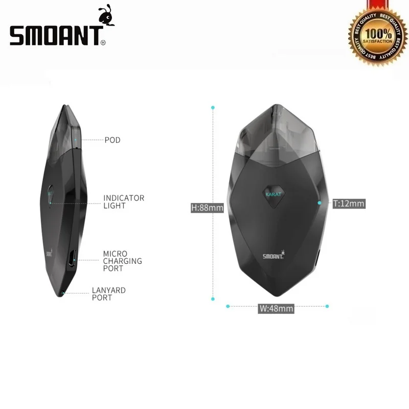 Оригинальный Smoant Karat 370 мАч комплект Pod стартовый набор для вейпинга с 2 мл quartzt