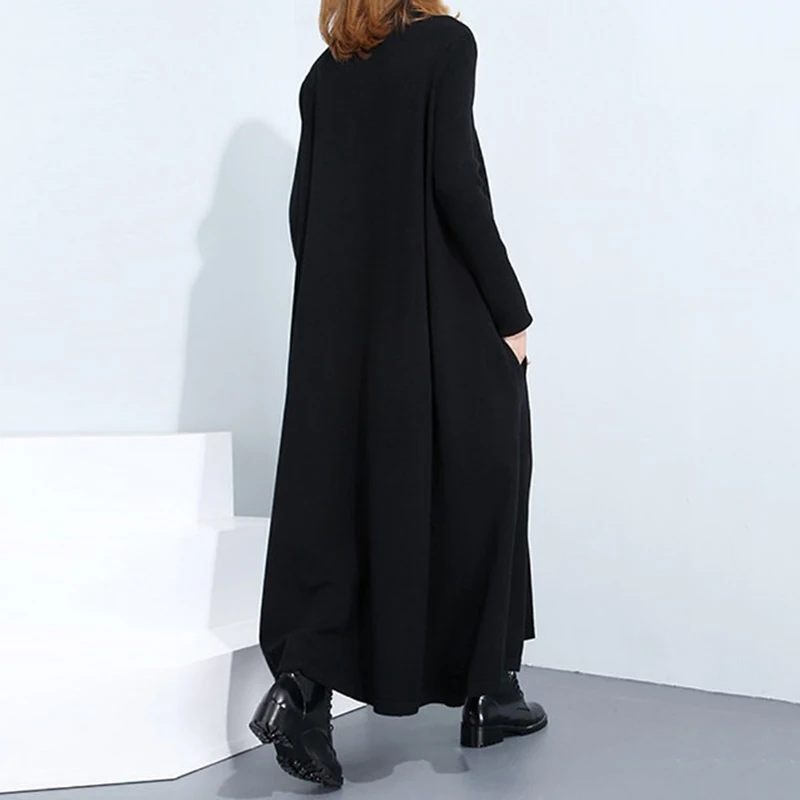 Женское сексуальное длинное платье с высоким воротником и длинным рукавом