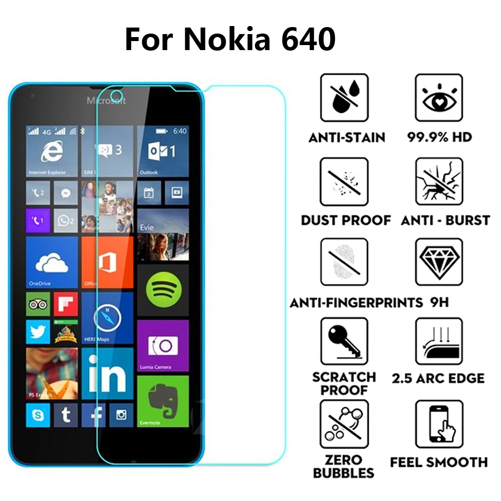 2 шт. закаленное стекло для Nokia Microsoft Lumia 640 Dual Sim Lte 5 0 &quot2.5D Премиум Взрывозащищенная