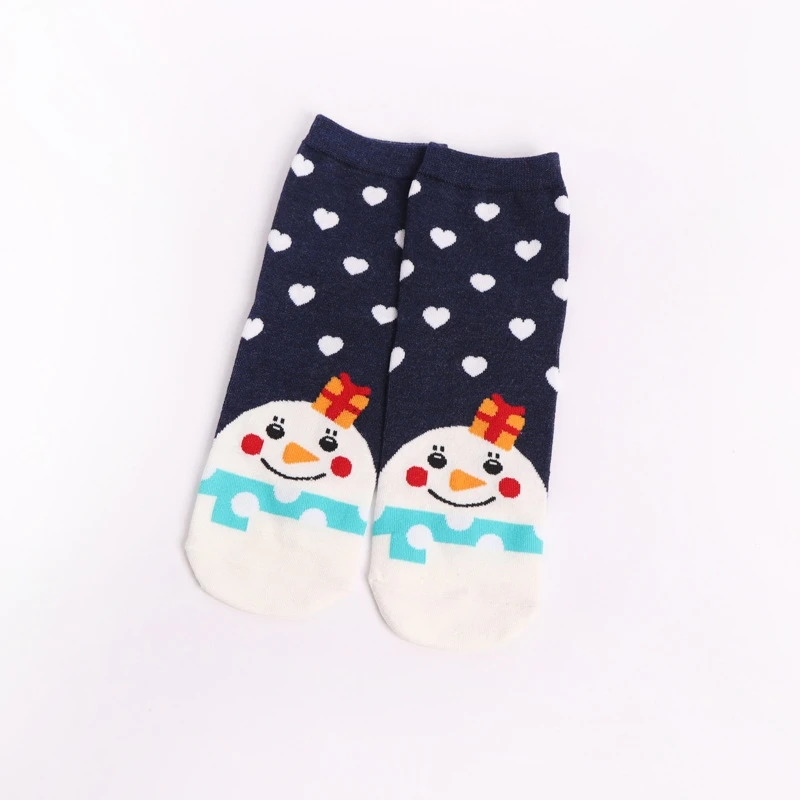 Snowman Дизайн, носки с рождественским Санта Клаусом женские хлопковые короткие зимние носки с лосем Милые Носки с рисунком оленя, снеговика подарок на год - Цвет: Snowman