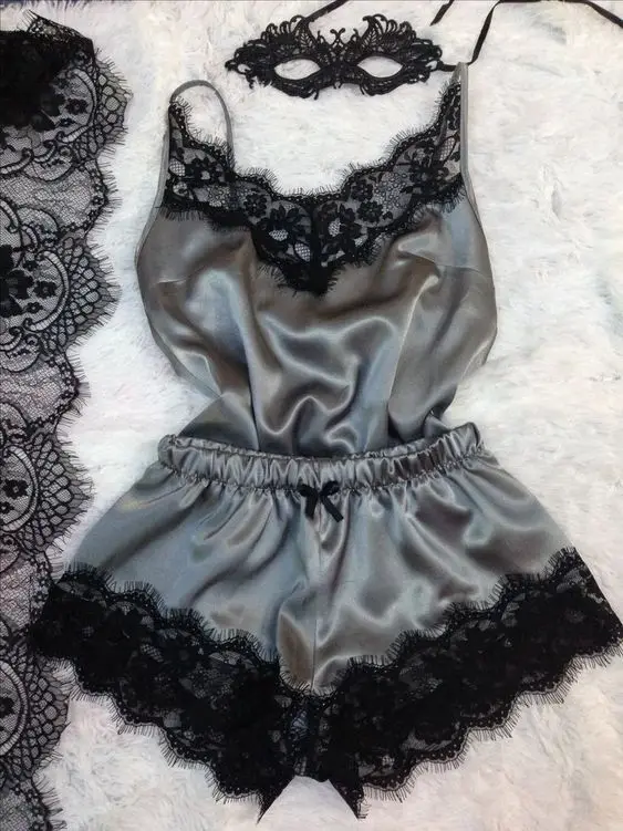 Hirgin 2 шт Сексуальное Женское атласное кружевное нижнее белье Babydoll ночная рубашка пижамный комплект AU