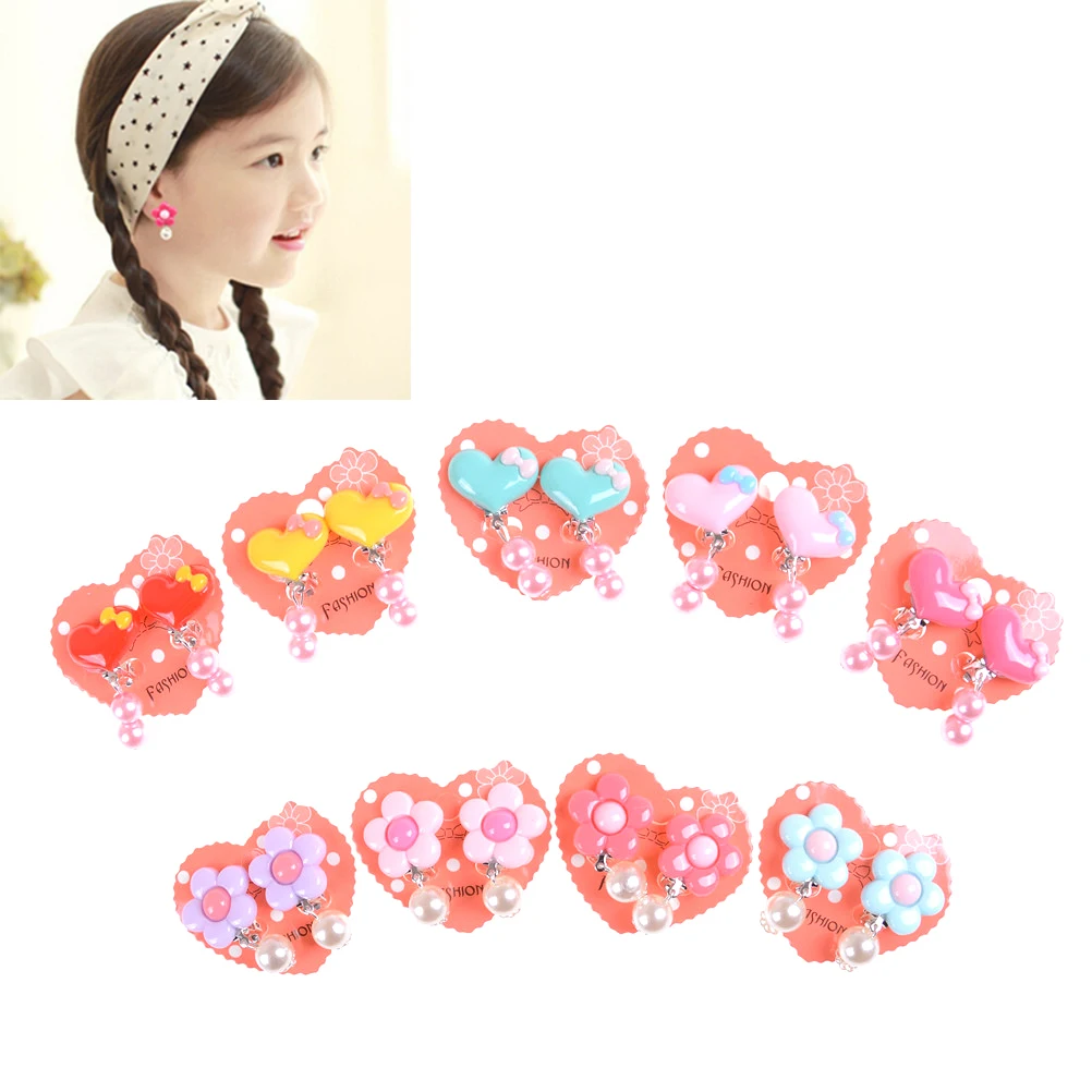 Цветок падение серьги клип для детей Солнечный ребенок девочка ювелирные