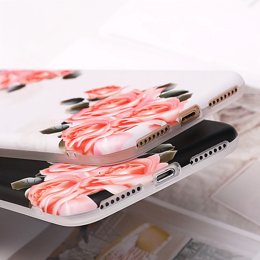 Rose Flowers Phone Case For iPhone XS Max XR 6 6S 7 8 Plus X Hot Vintage Floral Soft IMD Back Cover Cases Gifts |
