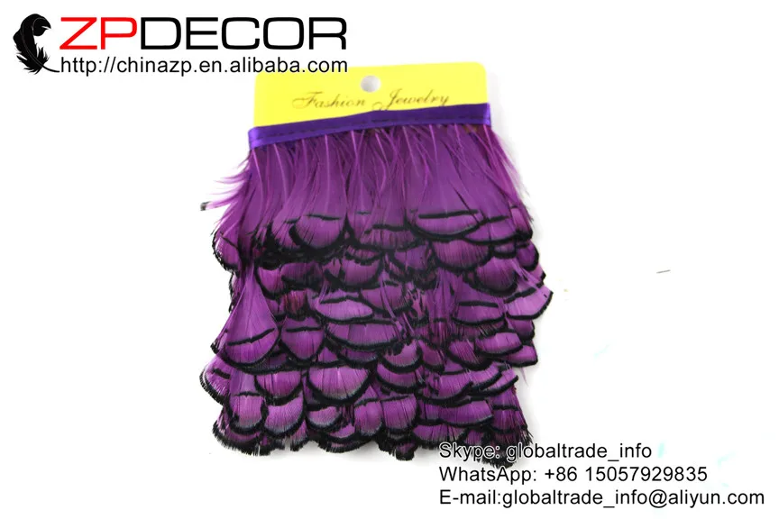 

ZPDECOR 10yards/lot 5cm(2inch) High Quality Purple Dyed Lady Amherst Pheasant Tippet Feather Carnival Costumes
