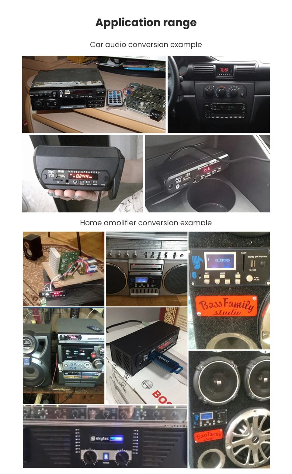 AOSHIKE Bluetooth зарядка карта MP3 декодер плата модуль FM AUX мульти-функция аудио оборудование для автомобиля Усилитель
