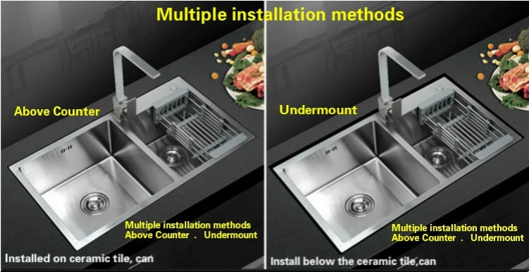 Большая кухонная раковина ручной работы из нержавеющей стали 82x45 см |