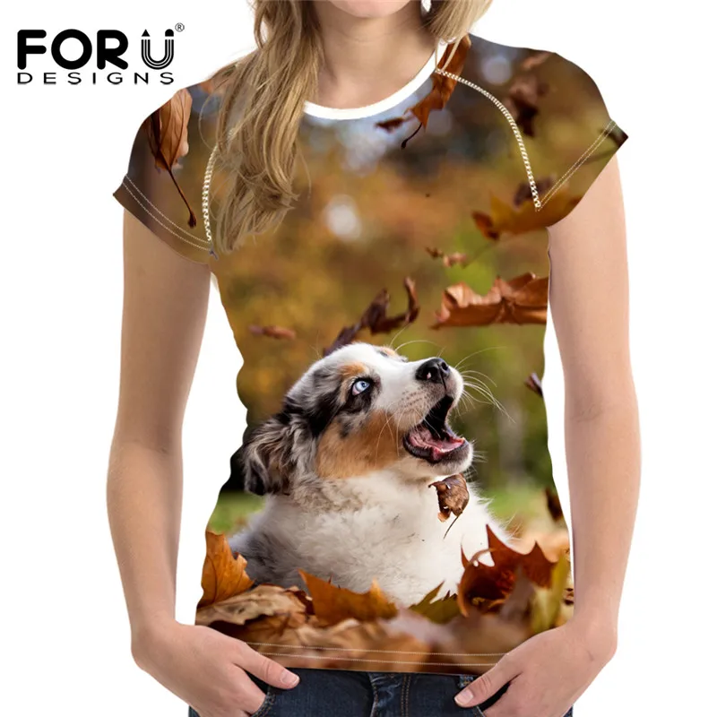Женская футболка с коротким рукавом круглым вырезом и 3D-принтом собаки | одежда