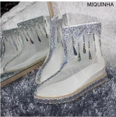 Бисером ручной работы украшенные кристаллами летние женские полусапоги