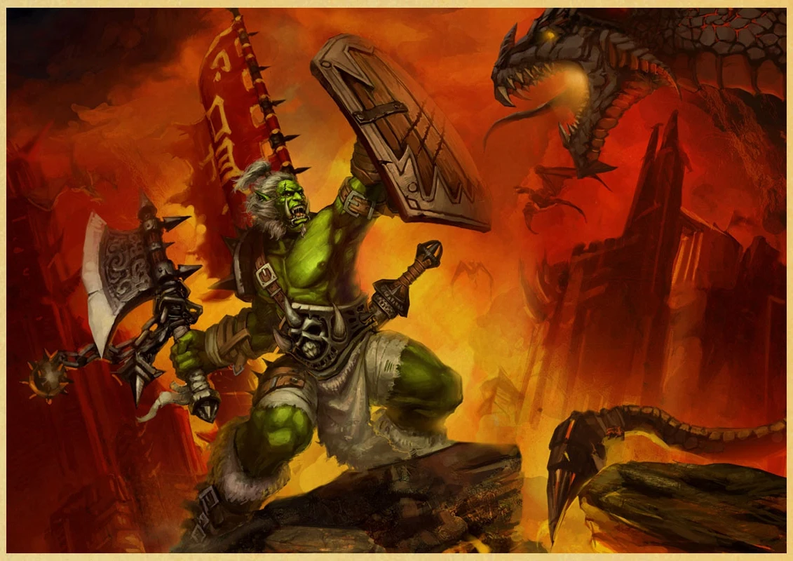 A1 World of Warcraft ретро постер винтажный высокое качество печать рисунок ядро декоративная живопись общежития украшение квартиры - Цвет: A1