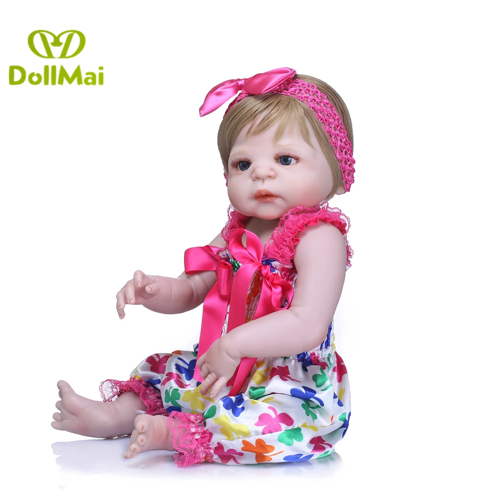 Кукла DOLLMAI Очаровательная 22 дюймов 55 см Reborn ручная работа полностью силиконовая