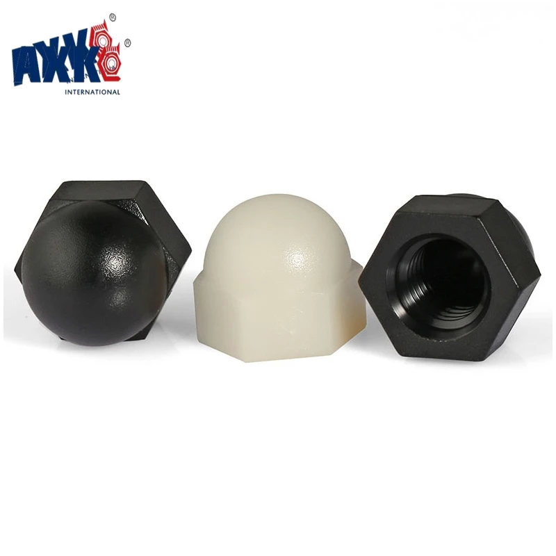 AXK 20 шт. DIN1587 RoHS M3 M4 M5 M6 M8 M10 Черно Белая нейлоновая гайка пластиковая крышка гайки
