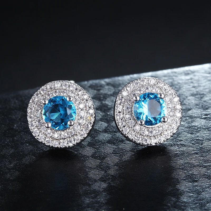 Женские серьги гвоздики с фианитом цвет белое золото|earrings for women white|earrings womenfashion