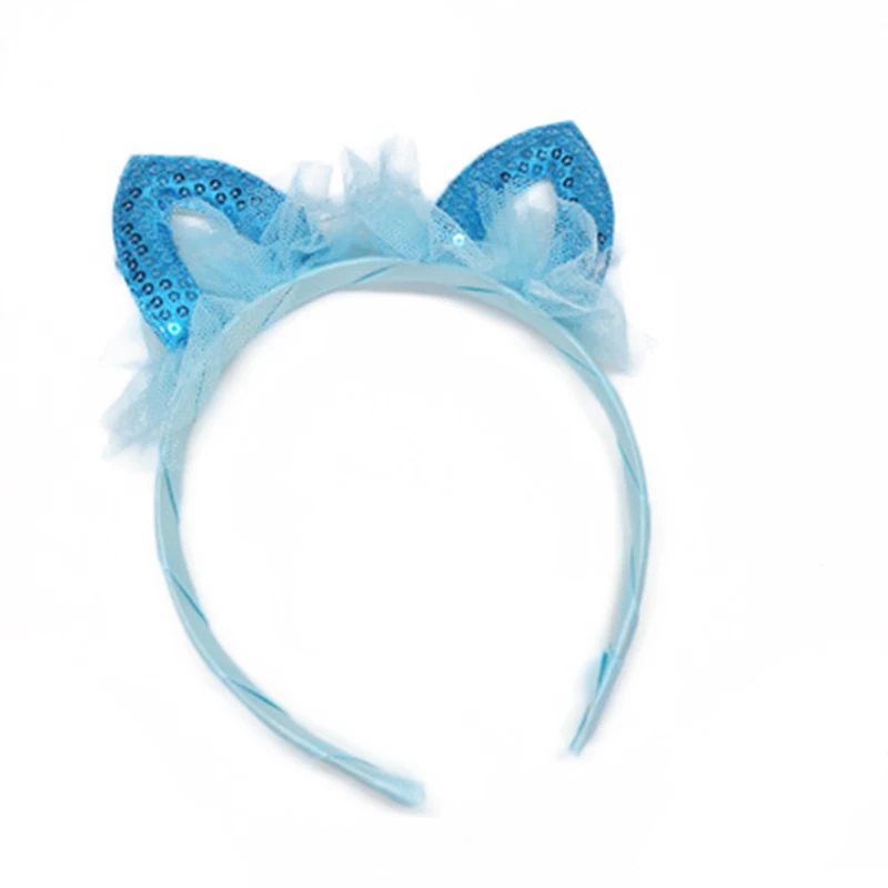 

Girls Sweet Sequined Shiny Cat Ear Headband Kids Cute Lace Hairband Hair Accessories Trendy Cosplay Party Children Headwear