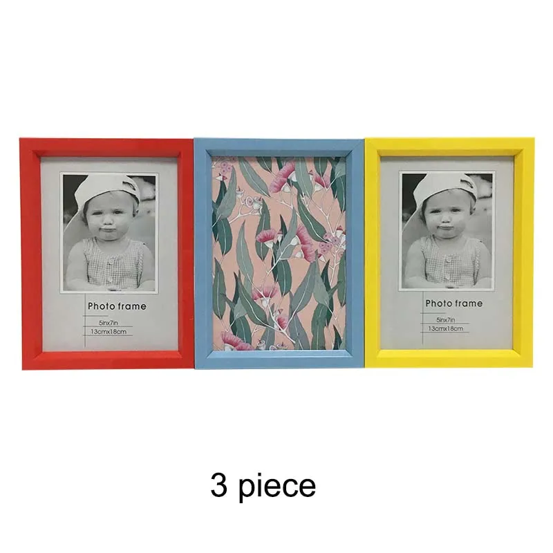 3 X Photo Frame Настольная пластиковая фоторамка, детская фоторамка, плиссированное стекло внутри, красная, желтая, синяя, Классическая Минималистичная рамка, 9x13, 13x18 см, VCC - Цвет: 3 X Photo Frame
