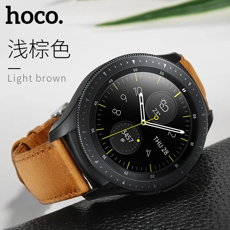 

HOCO 20mm Brown Genuine Leather Band for Samsung S2 Classic Gear Sport Strap for Galaxy Watch 42mm Band Leather Belt Wristband