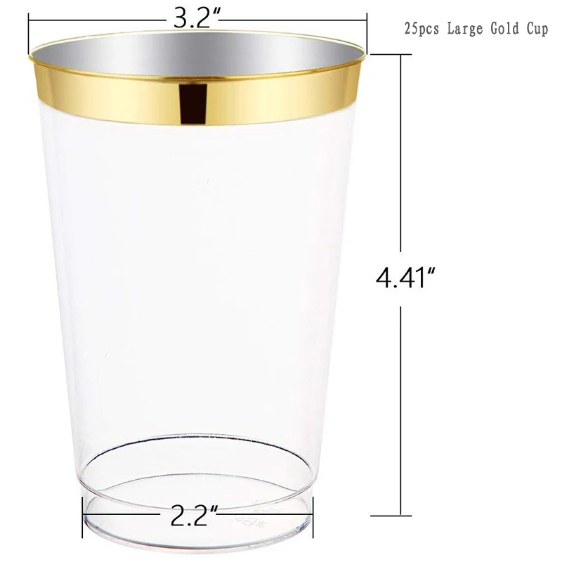 25 Large Gold Cups Розовое золото 25 шт одноразовые пластиковые тарелки для посуды 1 шт скатерть 7 шт воздушный шар для свадьбы детский душ принадлежности для дня рождения - Цвет: 25 Large Gold Cups