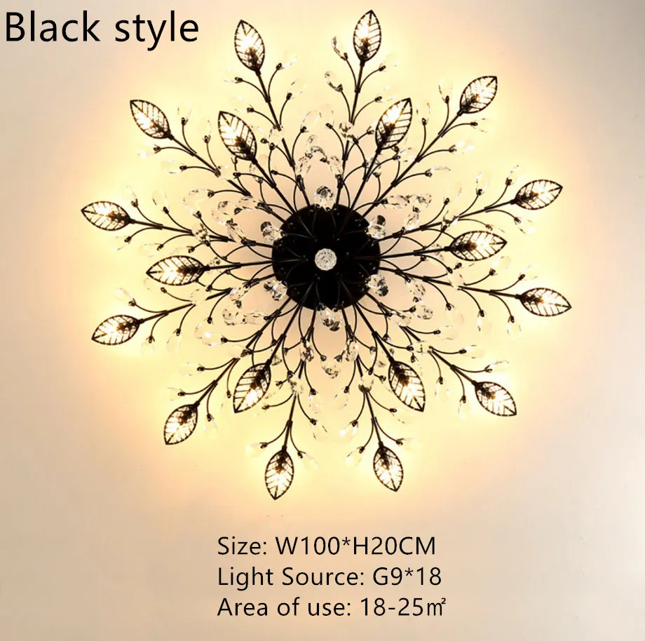 Black 18 lights Современная кристальная лампа для потолка золотой черный светодиодный кристалл Потолочная люстра светильник для гостиной спальни Кухонные светильники - Цвет корпуса: Black 18 lights