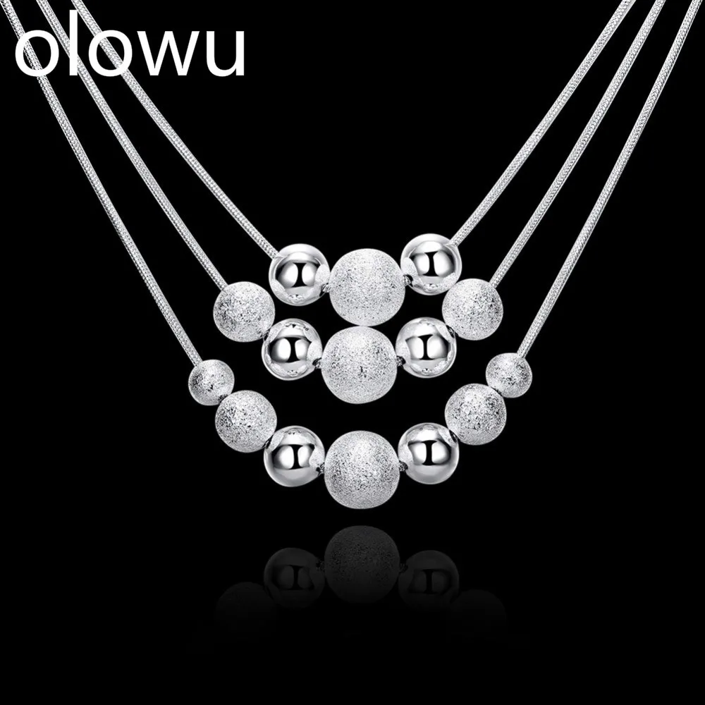 Olowu модное серебристого цвета подвесное ожерелье классическое 3 Многослойные