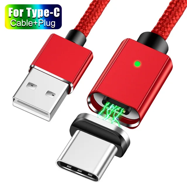 Магнитный кабель Micro usb type C адаптер для быстрой зарядки телефона type-C магнитное зарядное устройство USB C для iphone xiaomi samsung кабель Microusb - Цвет: Red Type C Cable