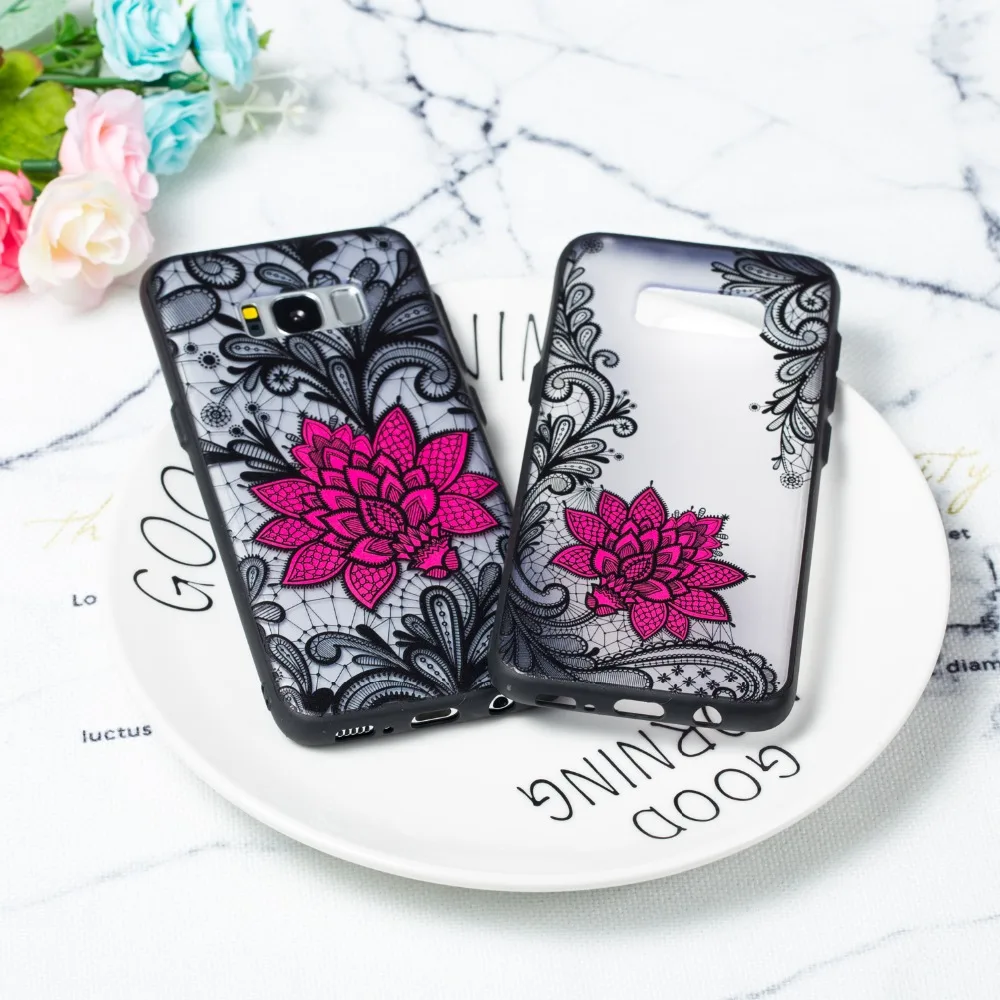Sexy Floral Case For Samsung S8 Plus Cover Galaxy S9 fashion Hard PC+TPU |