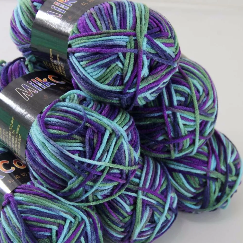 Sale 6ballsx50g Soft Cotton Baby Yarn New Hand-dyed Wool Socks Scarf Knitting yarn green pink brown mixed 2075-22-6 | Дом и сад