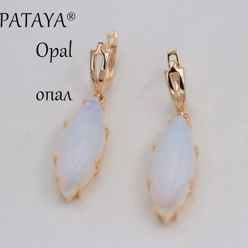 PATAYA, эксклюзивный RU,, 585, розовое золото, висячие серьги, разноцветные, натуральный камень, серьги для женщин, вечерние, свадебные, индийские ювелирные изделия - Окраска металла: Opal