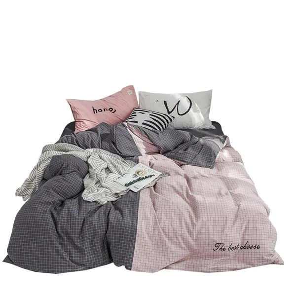 Luxury Cotton Duvet Cover 220x240cm Size Solid Color Quilt Cover White Stitching Stripe Pattern Quilt Cover Only Bedding Set - Цвет: 05