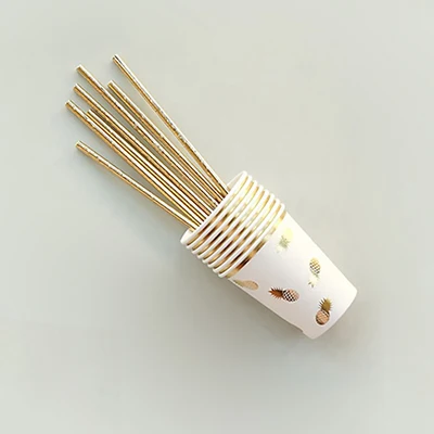 20 pcs straws Ананас, вечерние бумажные тарелки, салфетки для стаканчиков, фруктовые праздничные декорации, детская Свадебная вечеринка, посуда для вечеринки в честь Дня Рождения, поставка - Цвет: 20 pcs straws