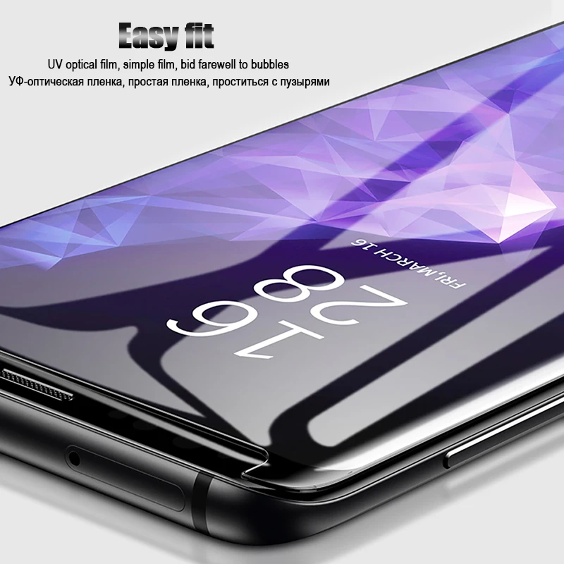 Закаленное УФ стекло с полным покрытием для Samsung Galaxy S9 S8 S6 Edge Plus Note 8 9 защитная