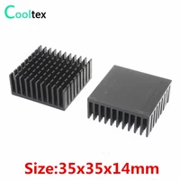 5pcslot 35x35x14mm aluminum heatsink black heat sink radiator for electronic chip vga ram ic led cooler cooling