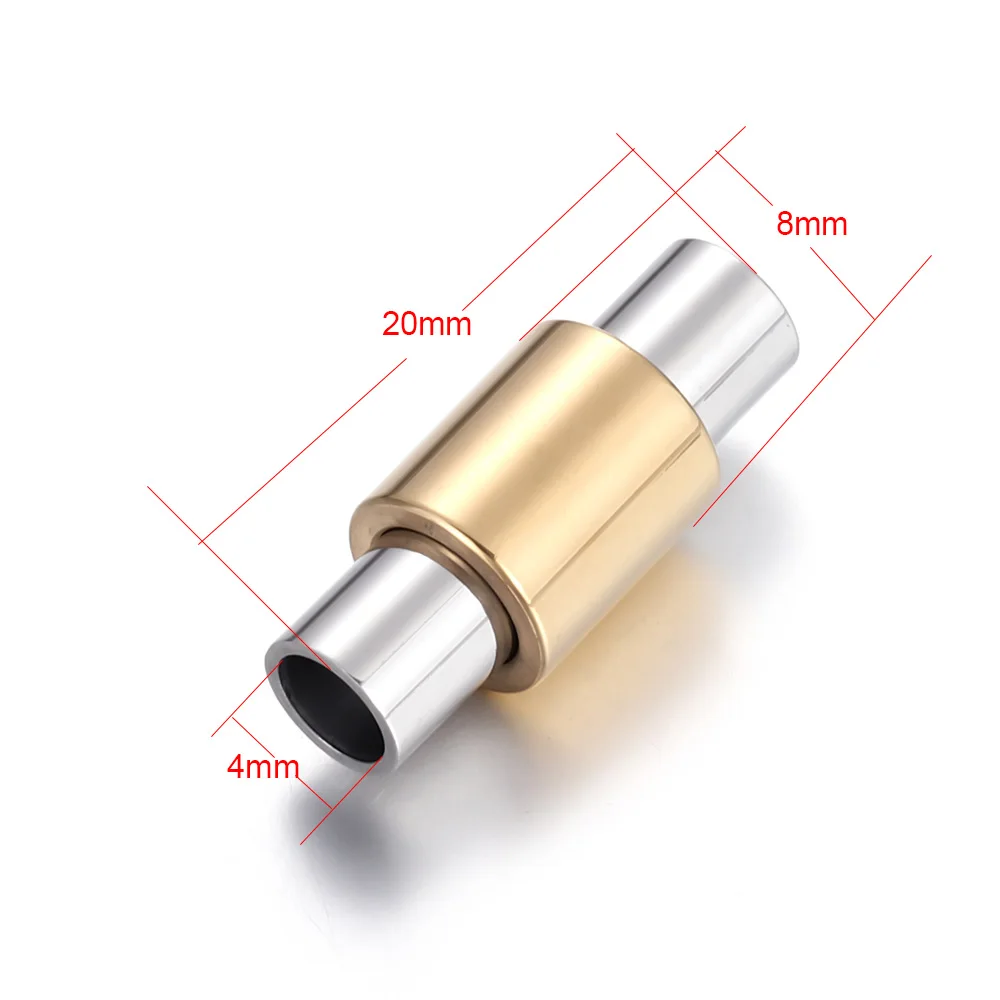Gold Hole 4mm Нержавеющая сталь Магнитная застежка отверстие 4 мм 5 мм 6 мм зеркальная полировка кожаный шнур магнит застежками Браслет DIY материалы ювелирные делая - Цвет: Gold Hole 4mm